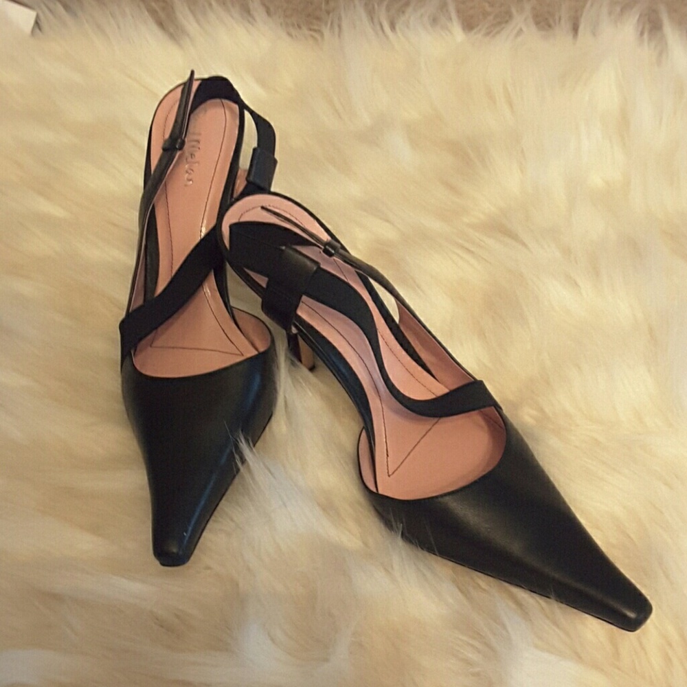 Paul melian black leather sling back